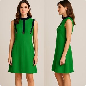 Kappi Bonwit Teller Vintage 1960s Green Mod Dress Size 14 | Sleeveless A-Line